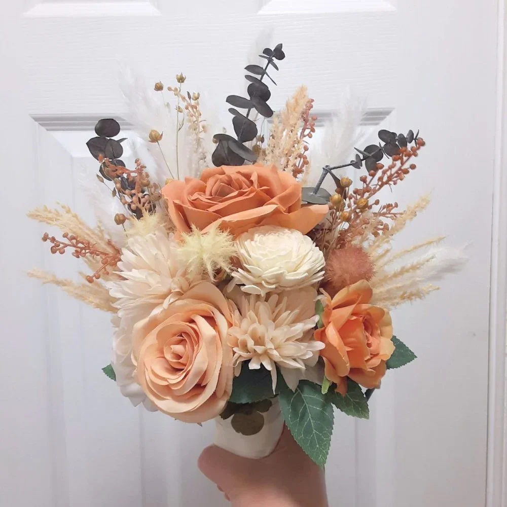 Handmade Fall Wedding Bouquet, Terracotta